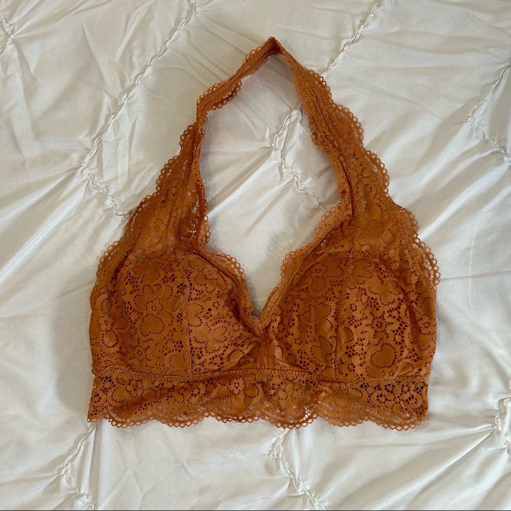 Aerie Lace Burnt Orange Halter Padded Bralette